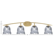 Toltec Kurve 4-Light Bath Bar | Modern New Age Brass and Smoke Lava Glass | Bathroom Vanity & Powder Room | 7.5 x 10.25 in | Model 3724-NAB-4232