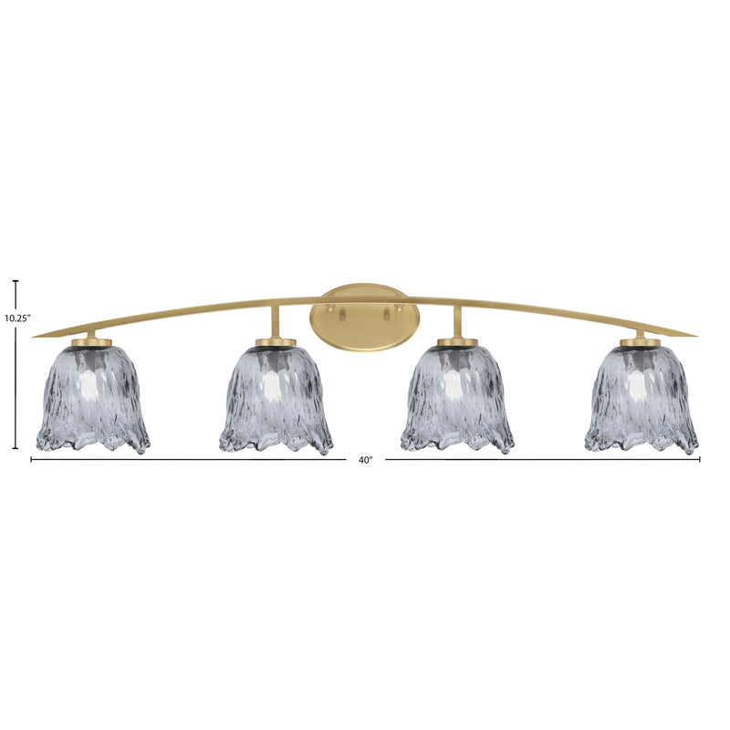 Toltec Kurve 4-Light Bath Bar | Modern New Age Brass and Smoke Lava Glass | Bathroom Vanity & Powder Room | 7.5 x 10.25 in | Model 3724-NAB-4232
