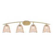 Toltec Kurve 4-Light Bath Bar | Modern New Age Brass and Amber Lava Glass | Bathroom Vanity & Powder Room | 7.5 x 10.25 in | Model 3724-NAB-4233