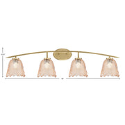 Toltec Kurve 4-Light Bath Bar | Modern New Age Brass and Amber Lava Glass | Bathroom Vanity & Powder Room | 7.5 x 10.25 in | Model 3724-NAB-4233