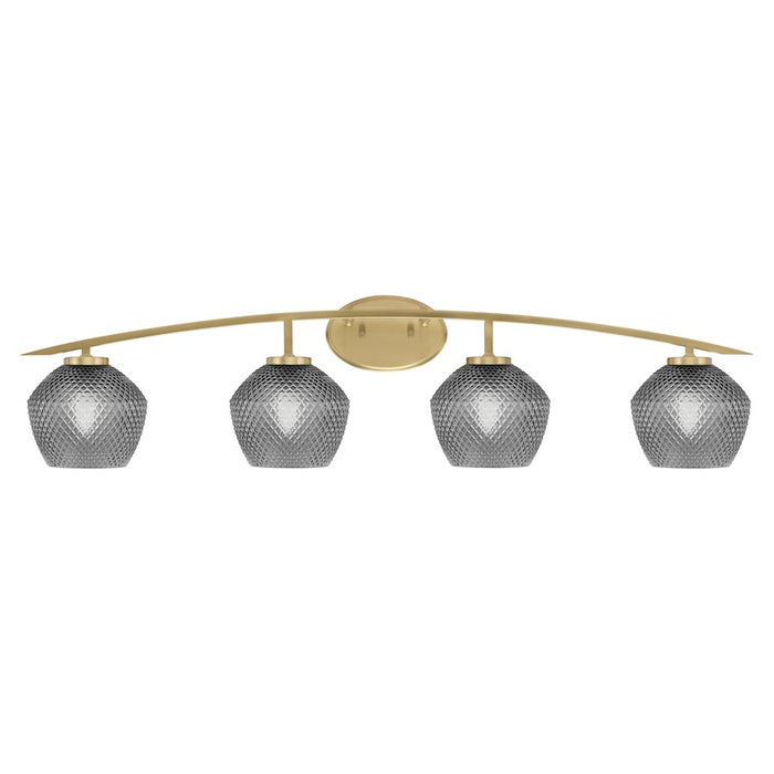 Toltec Kurve 4Lt Bath Bar, Brass, 5" Silver Textured - 3724-NAB-4253