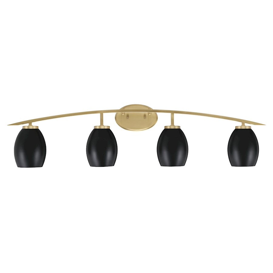 Toltec Kurve 4Lt Bath Bar, Brass, 5" Black Oval Metal - 3724-NAB-426-MB