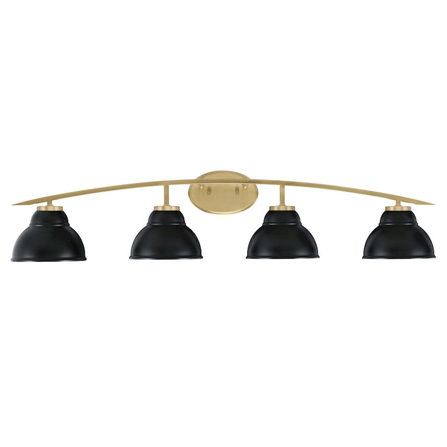 Toltec Kurve 4Lt Bath Bar, Brass, 7" Black Double Bubble Metal - 3724-NAB-427-MB