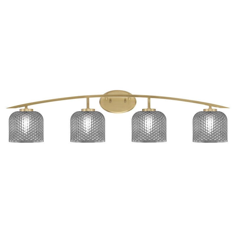 Toltec Kurve 4602 4Lt Bath Bar, Brass, 6" Smoke Textured - 3724-NAB-4602