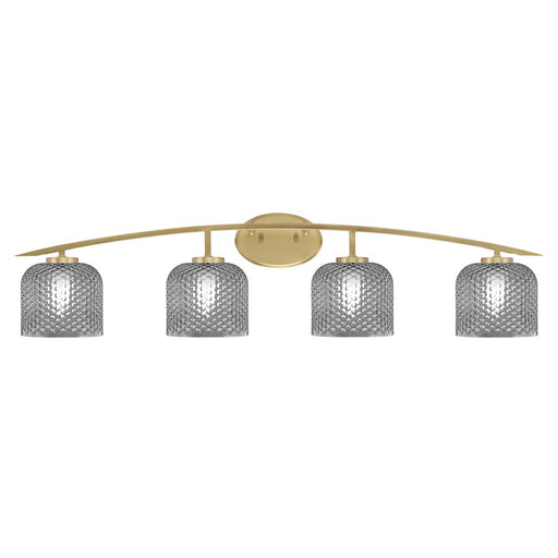 Toltec Kurve 4602 4Lt Bath Bar, Brass, 6" Smoke Textured - 3724-NAB-4602