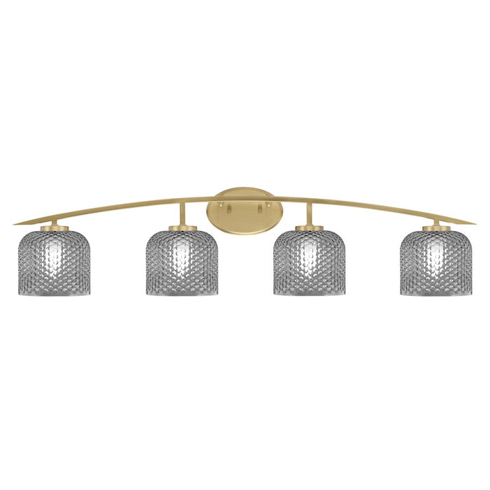 Toltec Kurve 4602 4Lt Bath Bar, Brass, 6" Smoke Textured - 3724-NAB-4602