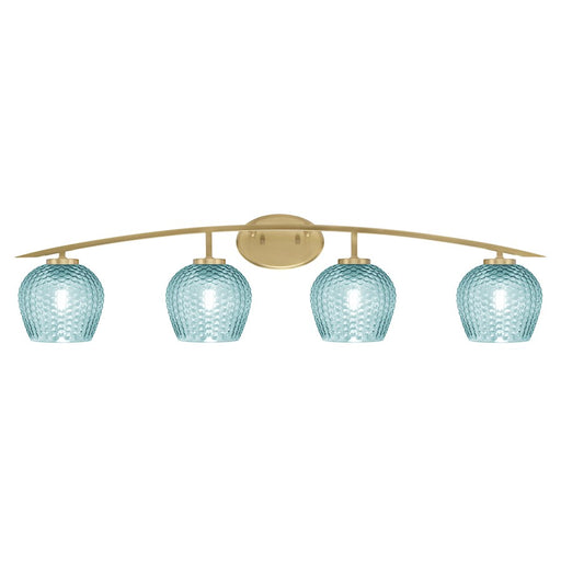 Toltec Kurve 4605 4Lt Bath Bar, Brass, 6" Turquoise Textured - 3724-NAB-4605