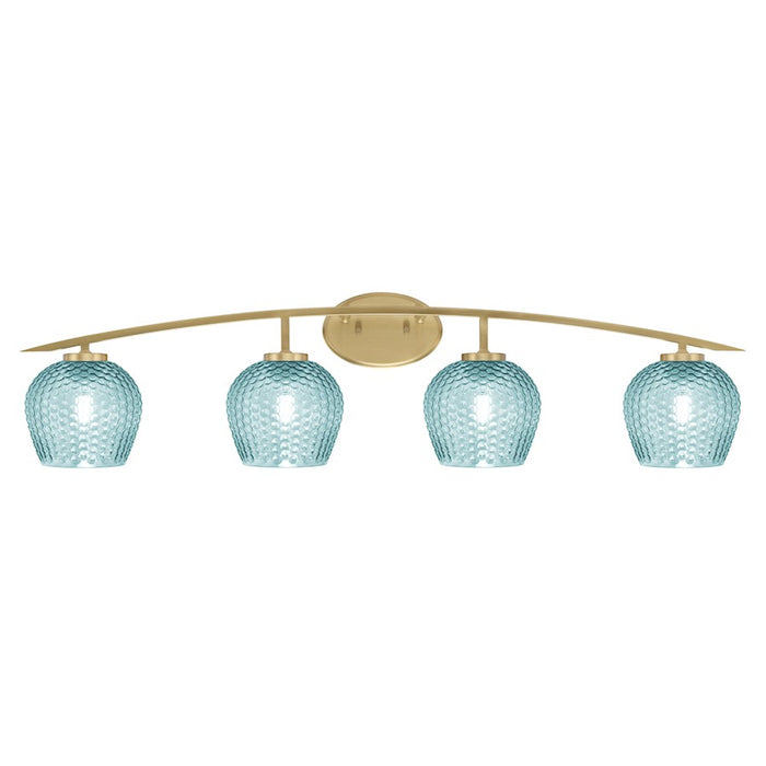 Toltec Kurve 4605 4Lt Bath Bar, Brass, 6" Turquoise Textured - 3724-NAB-4605