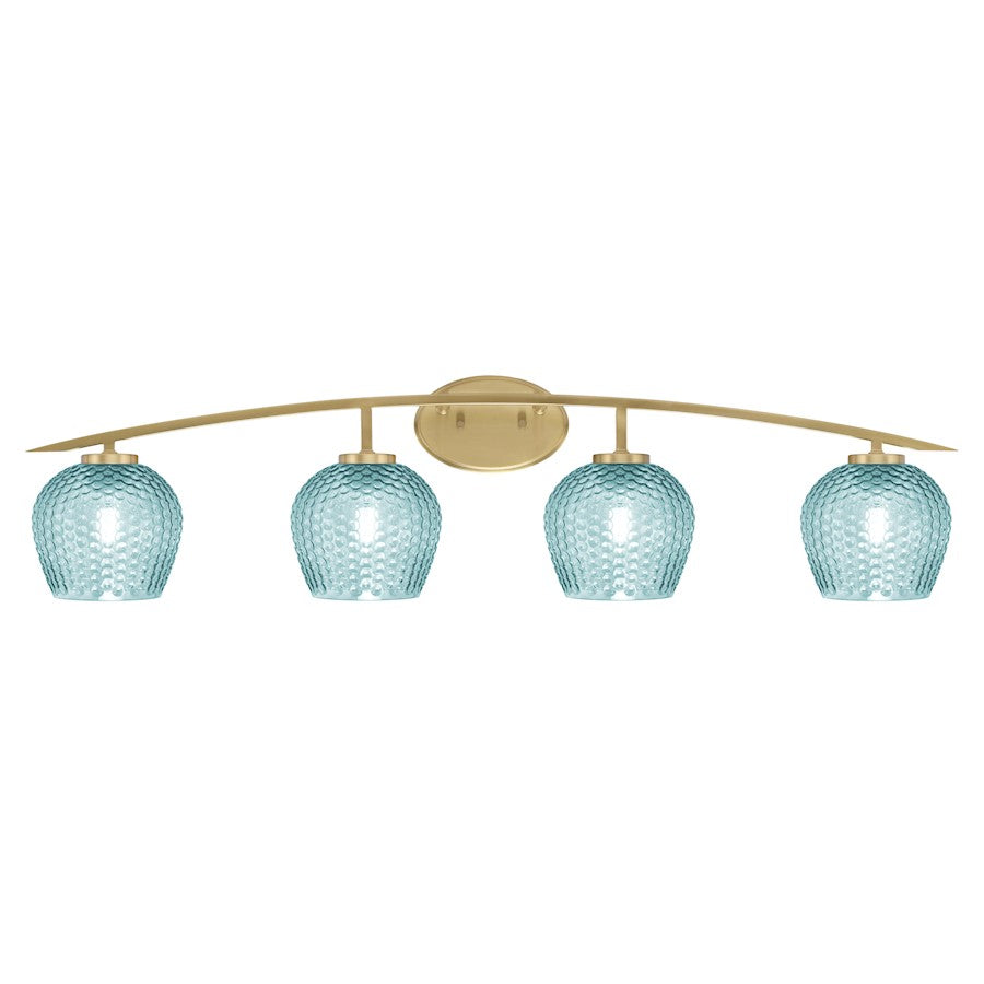 Toltec Kurve 4605 4Lt Bath Bar, Brass, 6" Turquoise Textured - 3724-NAB-4605