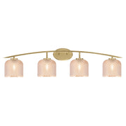 Toltec Kurve 40in 4-Light Vanity Light | Modern New Age Brass Steel and Amber Textured Glass | Bathroom Vanity | 40 x 7.5 x 9.5 in | Model 3724-NAB-4613