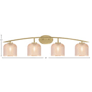 Toltec Kurve 40in 4-Light Vanity Light | Modern New Age Brass Steel and Amber Textured Glass | Bathroom Vanity | 40 x 7.5 x 9.5 in | Model 3724-NAB-4613
