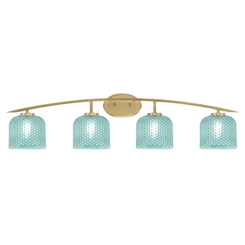 Toltec Kurve 4615 4Lt Bath Bar, Brass, 6" Turquoise Textured - 3724-NAB-4615