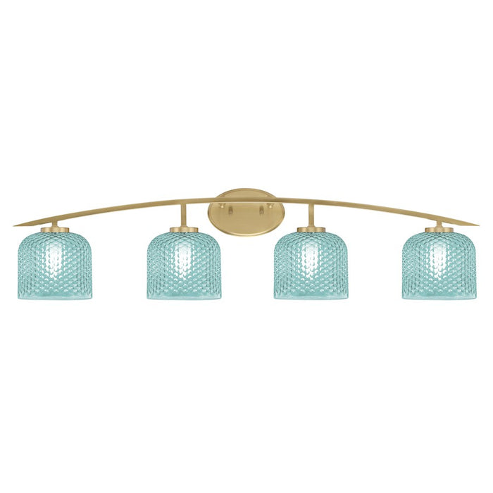 Toltec Kurve 4615 4Lt Bath Bar, Brass, 6" Turquoise Textured - 3724-NAB-4615