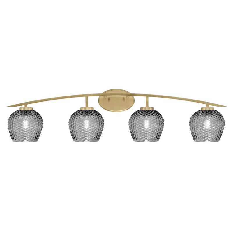 Toltec Kurve 4622 4Lt Bath Bar, Brass, 6" Smoke Textured - 3724-NAB-4622