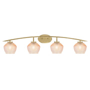 Toltec Kurve 40in 4-Light Bath Bar | New Age Brass Steel and Amber Textured Glass | Bathroom Vanity | 40 x 7.5 x 9.5 in | Model 3724-NAB-4623