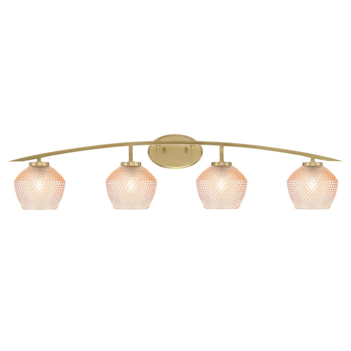 Toltec Kurve 40in 4-Light Bath Bar | New Age Brass Steel and Amber Textured Glass | Bathroom Vanity | 40 x 7.5 x 9.5 in | Model 3724-NAB-4623