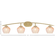 Toltec Kurve 40in 4-Light Bath Bar | New Age Brass Steel and Amber Textured Glass | Bathroom Vanity | 40 x 7.5 x 9.5 in | Model 3724-NAB-4623