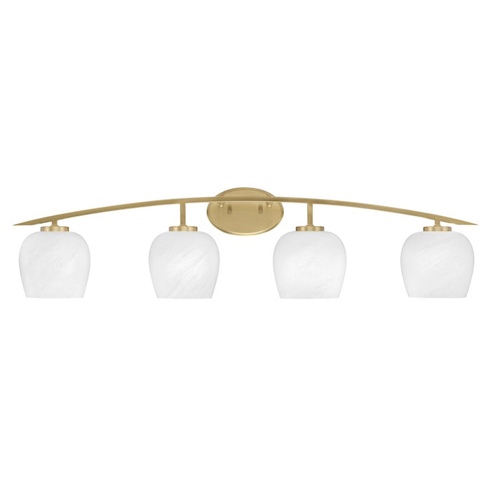 Toltec Kurve 4Lt Bath Bar, Brass, 6" Clear Bubble - 3724-NAB-4810