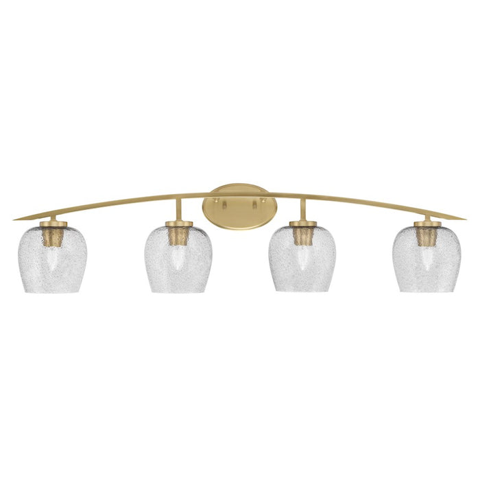 Toltec Kurve 4Lt Bath Bar, Brass, 6" White Marble - 3724-NAB-4811