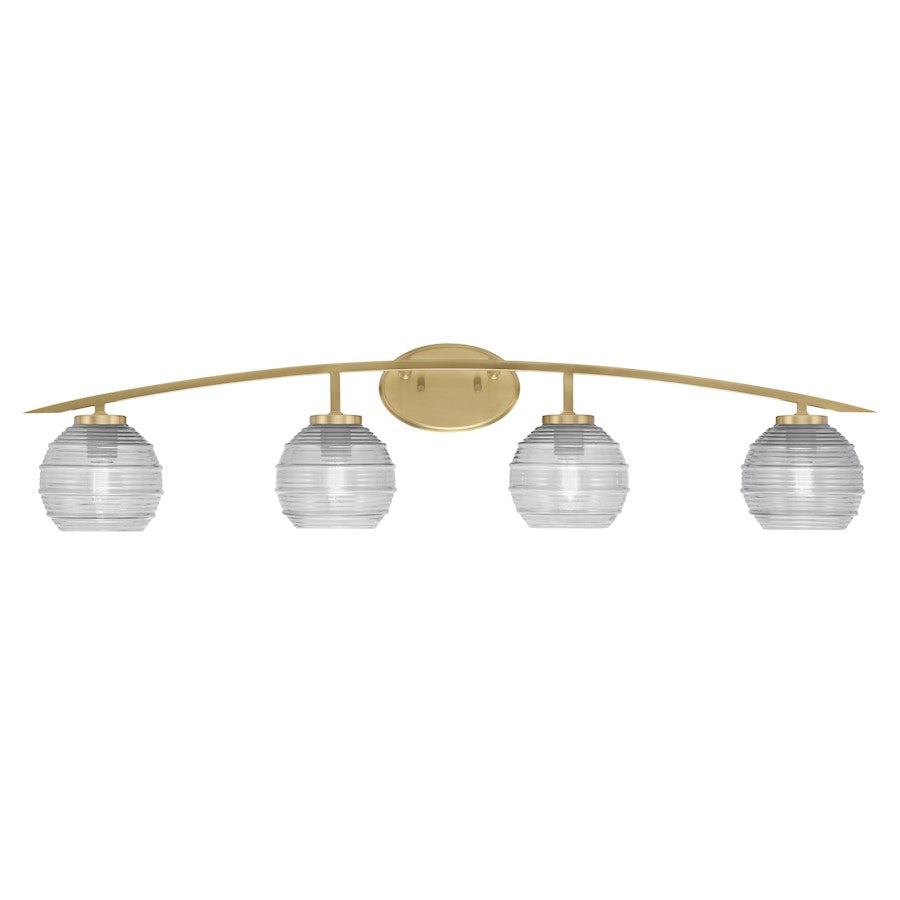 Toltec Kurve 4Lt Bath Bar, Brass, 6" Smoke Bubble - 3724-NAB-4812