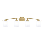 Toltec Kurve 4-Light Bath Bar | Modern New Age Brass and White Opal Glass | Bathroom & Powder Room Vanity Light | 7 x 9.5 in | Model 3724-NAB-5031