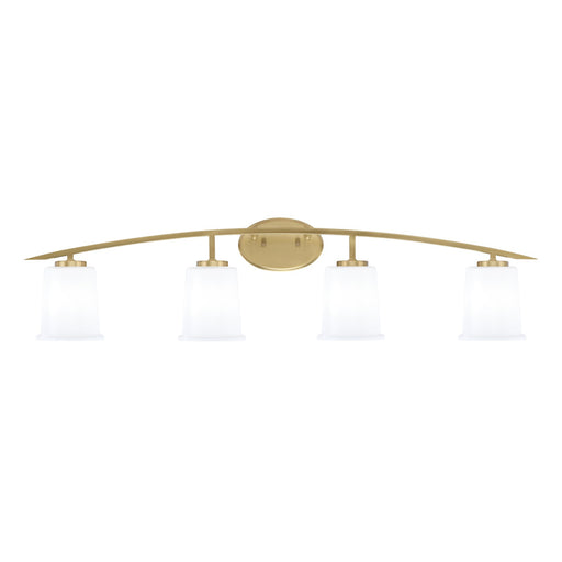 Toltec Kurve 4-Light Bath Bar | Modern New Age Brass and White Opal Glass | Bathroom & Powder Room Vanity Light | 7 x 9.5 in | Model 3724-NAB-5031