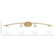 Toltec Kurve 4-Light Bath Bar | Modern New Age Brass and White Opal Glass | Bathroom & Powder Room Vanity Light | 7 x 9.5 in | Model 3724-NAB-5031