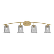 Toltec Kurve 4-Light Bath Bar | Modern New Age Brass and Smoke Bubble Glass | Bathroom & Powder Room Vanity Light | 7 x 9.5 in | Model 3724-NAB-5032
