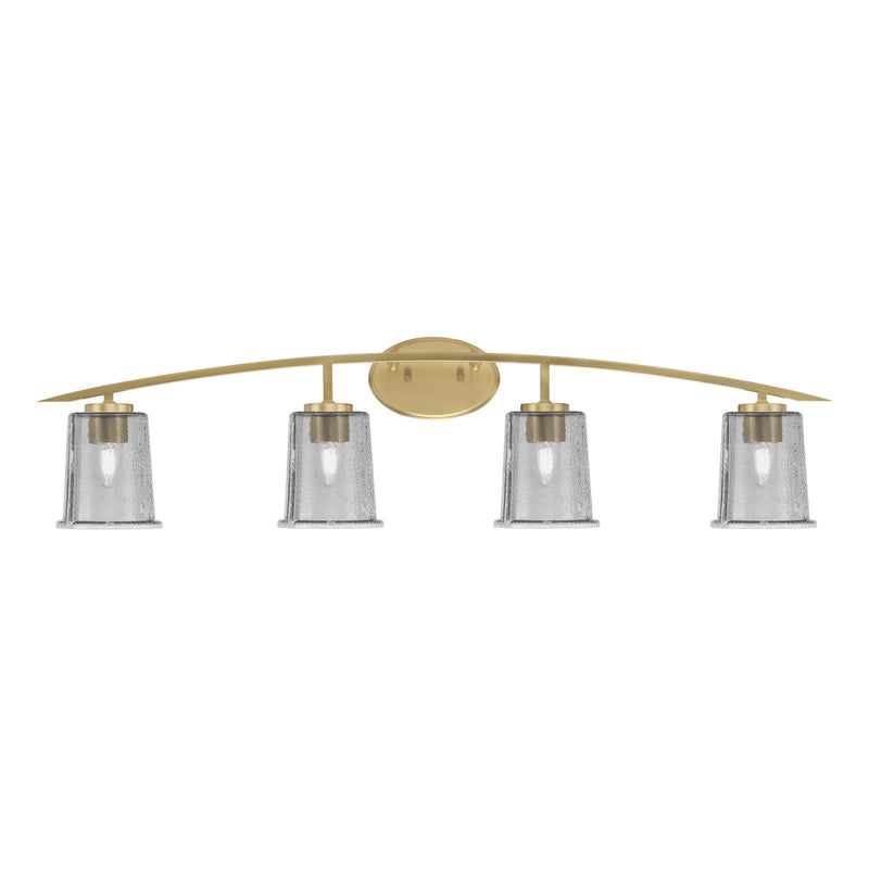 Toltec Kurve 4-Light Bath Bar | Modern New Age Brass and Smoke Bubble Glass | Bathroom & Powder Room Vanity Light | 7 x 9.5 in | Model 3724-NAB-5032