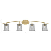 Toltec Kurve 4-Light Bath Bar | Modern New Age Brass and Smoke Bubble Glass | Bathroom & Powder Room Vanity Light | 7 x 9.5 in | Model 3724-NAB-5032