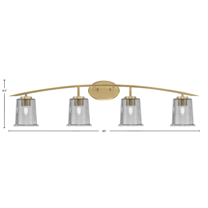 Toltec Kurve 4-Light Bath Bar | Modern New Age Brass and Smoke Bubble Glass | Bathroom & Powder Room Vanity Light | 7 x 9.5 in | Model 3724-NAB-5032