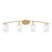 Toltec Kurve 4Lt Bath Bar, Brass, 5" White Linen - 3724-NAB-615