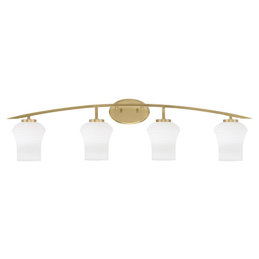 Toltec Kurve 4Lt Bath Bar, Brass, 5" White Linen - 3724-NAB-615