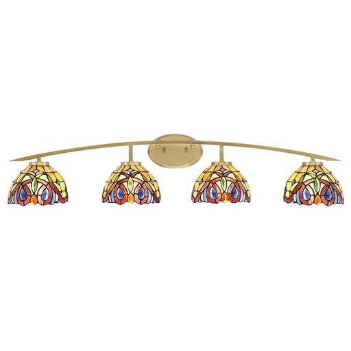 Toltec Kurve 4Lt Bath Bar, Brass, 7" Earth Star Art - 3724-NAB-9365