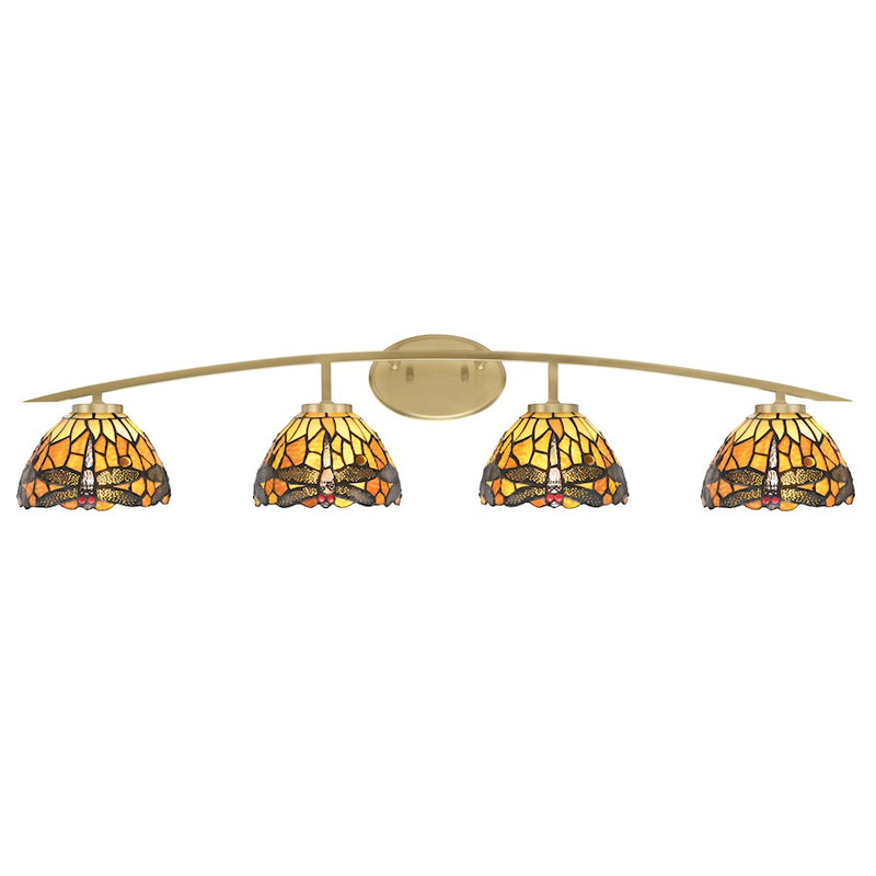 Toltec Kurve 4Lt Bath Bar, Brass, 7" Lynx Art - 3724-NAB-9445
