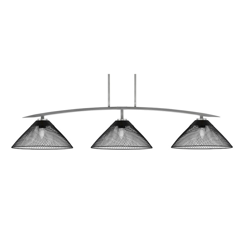 Toltec Kurve 3Lt Bar, Graphite, 14" Black Cone Mesh Metal - 3733-GP-808-MB