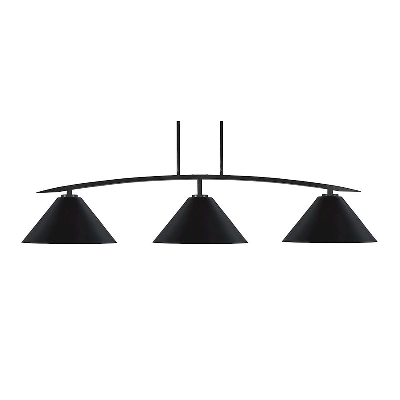 Toltec Kurve 3Lt Bar, Black, 14" Black Cone Metal - 3733-MB-420-MB