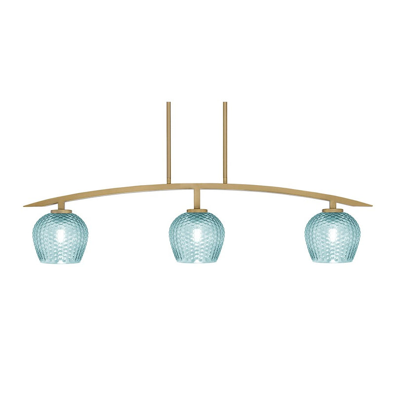 Toltec Kurve 4605 3Lt Island Light, Brass, 6" Turquoise Textured - 3736-NAB-4605