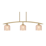 Toltec Kurve 41in 3-Light Island Light | Contemporary New Age Brass Steel and Amber Textured Glass | Kitchen Island & Dining Room | 6 x 41 x 9.5 in | Model 3736-NAB-4613