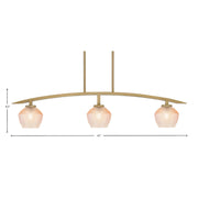 Toltec Kurve 41in 3-Light Island Light | Modern New Age Brass Steel and Amber Textured Glass | Kitchen Island & Dining Room | 6 x 41 x 9.5 in | Model 3736-NAB-4623