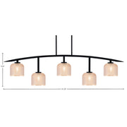 Toltec Kurve 51.25in 5-Light Bar Light | Modern Matte Black Steel and Amber Textured Glass | Kitchen Island & Dining Room | 6 x 51.25 x 13.5 in | Model 3745-MB-4613