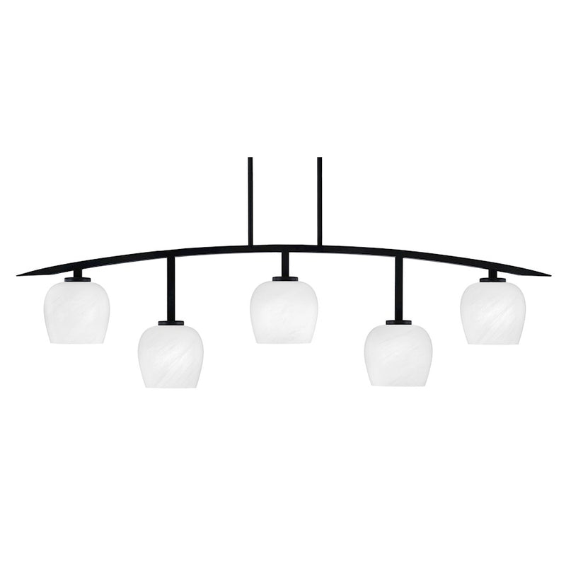 Toltec Kurve 5Lt Bar, Black, 6" White Marble - 3745-MB-4811