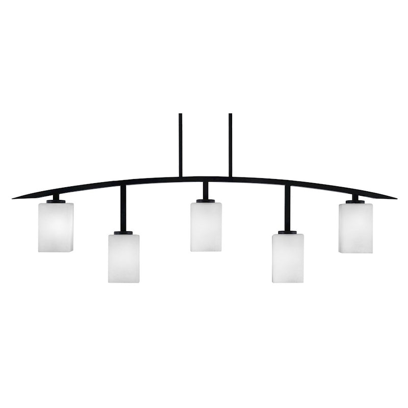 Toltec Kurve 5Lt Bar, Black, 4" Square White Muslin - 3745-MB-531