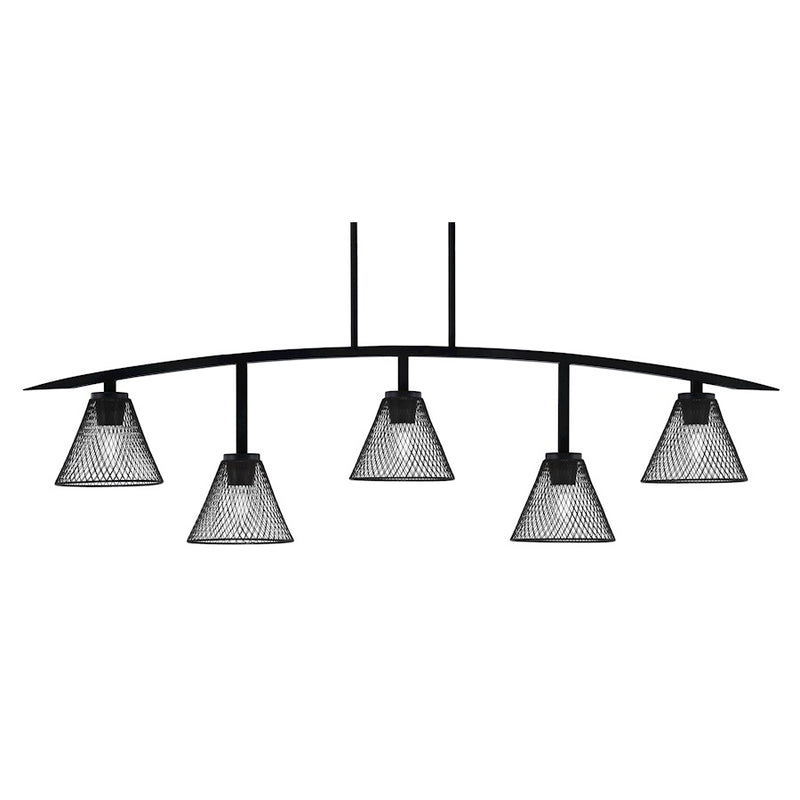 Toltec Kurve 5Lt Bar, Black, 7" Black Cone Mesh Metal - 3745-MB-805-MB