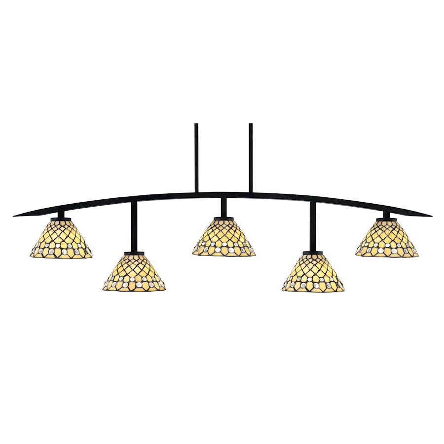 Toltec Kurve 5Lt Bar, Black, 7" Starlight Art - 3745-MB-9415