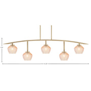 Toltec Kurve 51.25in 5-Light Bar | Modern New Age Brass Steel and Amber Textured Glass | Kitchen Island & Dining Room | 6 x 51.25 x 13.5 in | Model 3745-NAB-4623