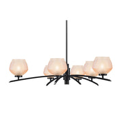 Toltec Kurve 31.5in 6-Light Chandelier | Modern Matte Black Steel and Amber Textured Glass | Dining Room & Entryway | 6 x 31.5 x 7.75 in | Model 3746-MB-4623