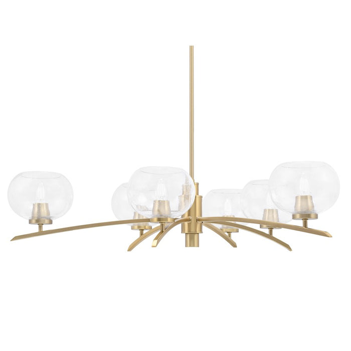 Toltec Kurve 202 6Lt Chandelier, Brass, 7" Clear Bubble - 3746-NAB-202