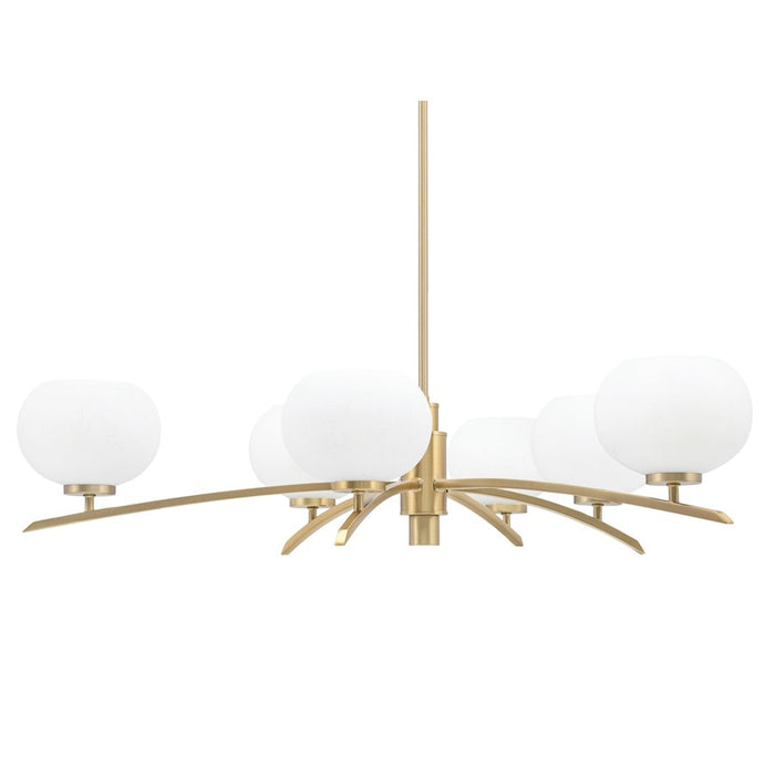 Toltec Kurve 6Lt Chandelier, Brass, 7" White Muslin - 3746-NAB-212