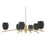 Toltec Kurve 6Lt Chandelier, Brass, 5" Black Matrix - 3746-NAB-4029